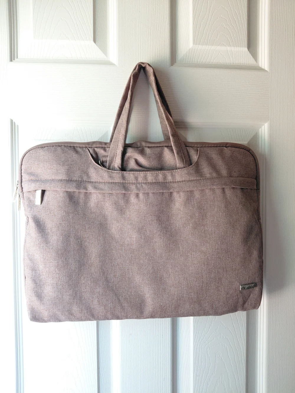 Mens/ Women's Laptop Bag in Taupe - Soft Fabric Briefcase